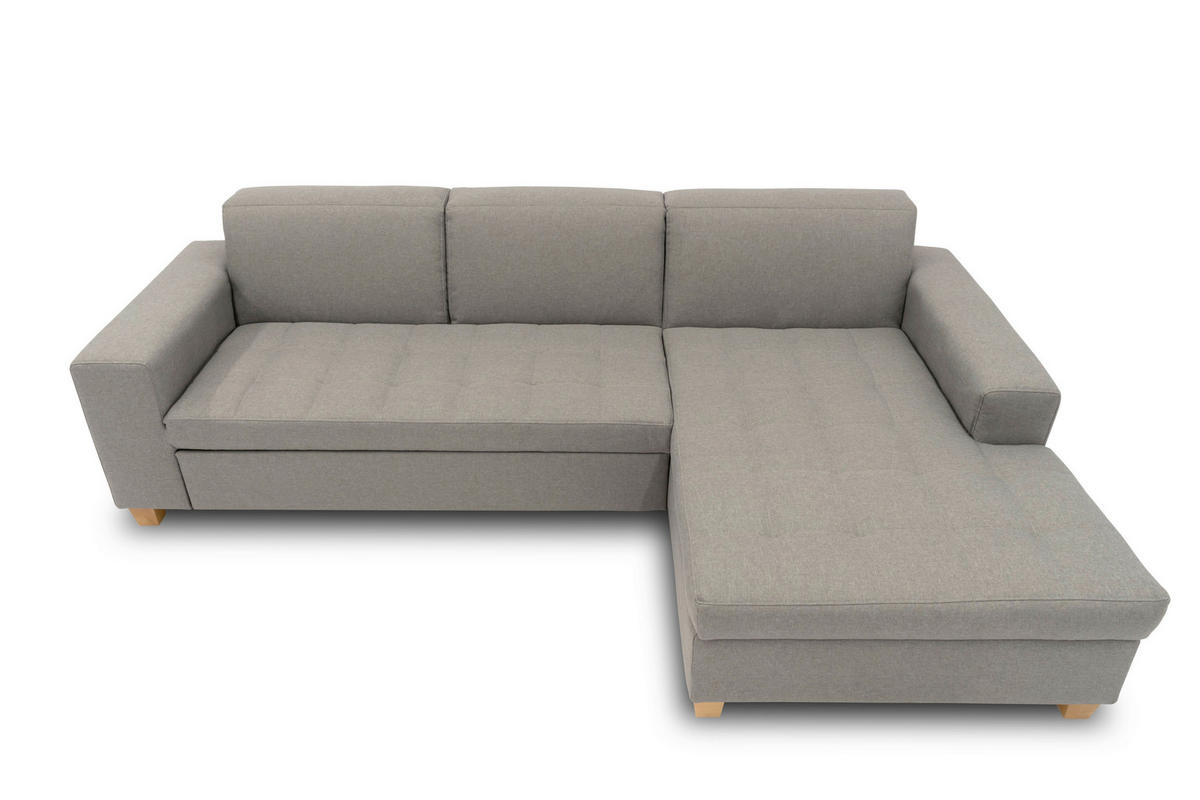 ECKSCHLAFSOFA  SUGAR Silberfarben Webstoff  - Buchefarben/Silberfarben, Basics, Holz/Textil (266/162cm) - MID.YOU