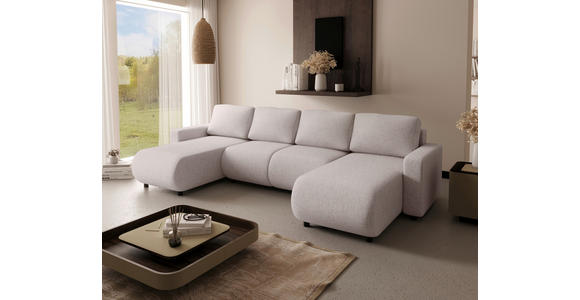 WOHNLANDSCHAFT Beige Webstoff  - Beige/Schwarz, MODERN, Kunststoff/Textil (150/312/150cm) - Xora