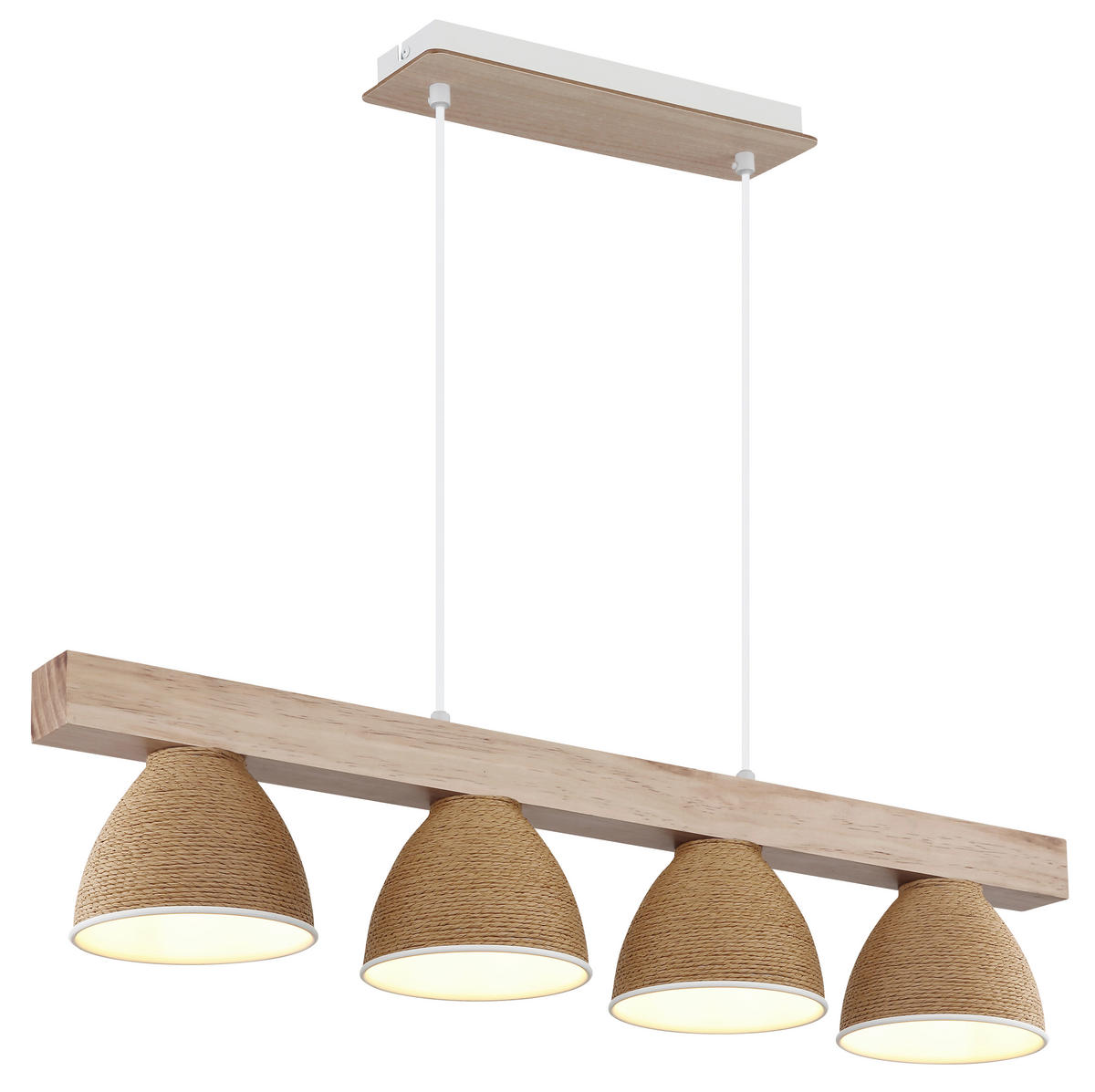 HÄNGELEUCHTE Lyndon 75/15/120 cm   - Braun/Weiß, Natur, Holz/Papier (75/15/120cm) - Globo