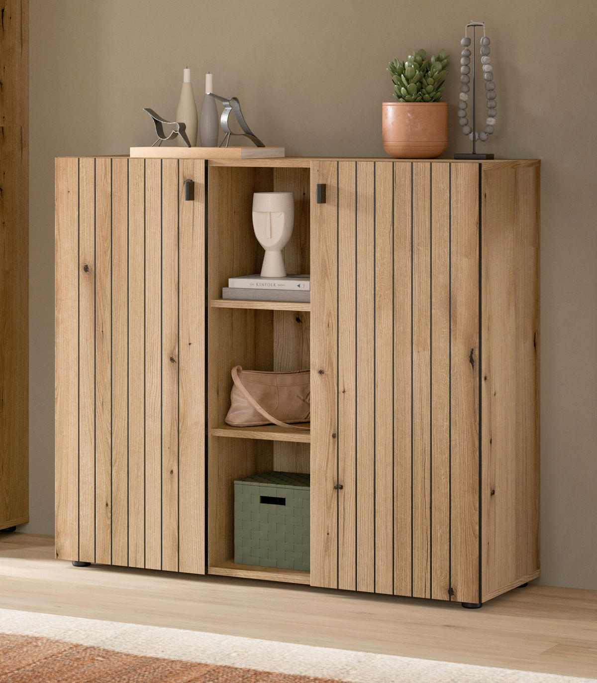 KOMMODE  in 106/96/37 cm  - Eichefarben/Schwarz, Design, Holzwerkstoff/Kunststoff (106/96/37cm) - MID.YOU