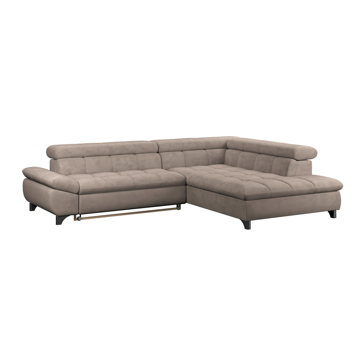 ECKSOFA Beige Chenille  - Chromfarben/Beige, KONVENTIONELL, Textil/Metall (312/234cm) - Livetastic