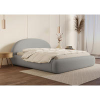 POLSTERBETT 140/200 cm,  in Hellgrau, gepolstertes Kopfteil, Lattenrost, Bettkasten,  - Hellgrau/Schwarz, Design, Holz/Textil (140/200cm) - Chameo