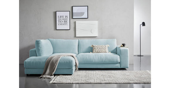 ECKSOFA in Cord Hellblau  - Schwarz/Hellblau, Design, Kunststoff/Textil (224/265cm) - Hom`in