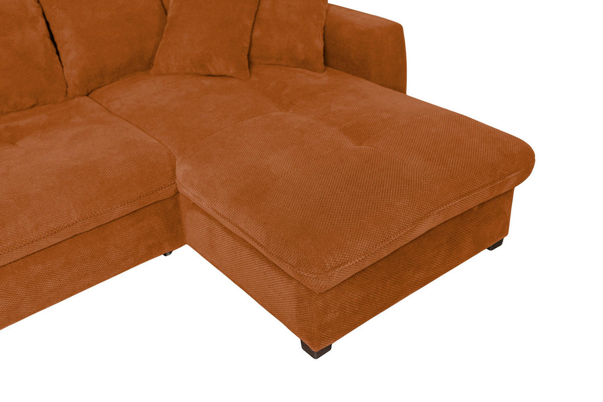 ECKSOFA LORENZO Rostfarben Struktur Liegefläche im Originalstoff  - Rostfarben/Schwarz, Design, Textil/Metall (302/188cm) - P & B