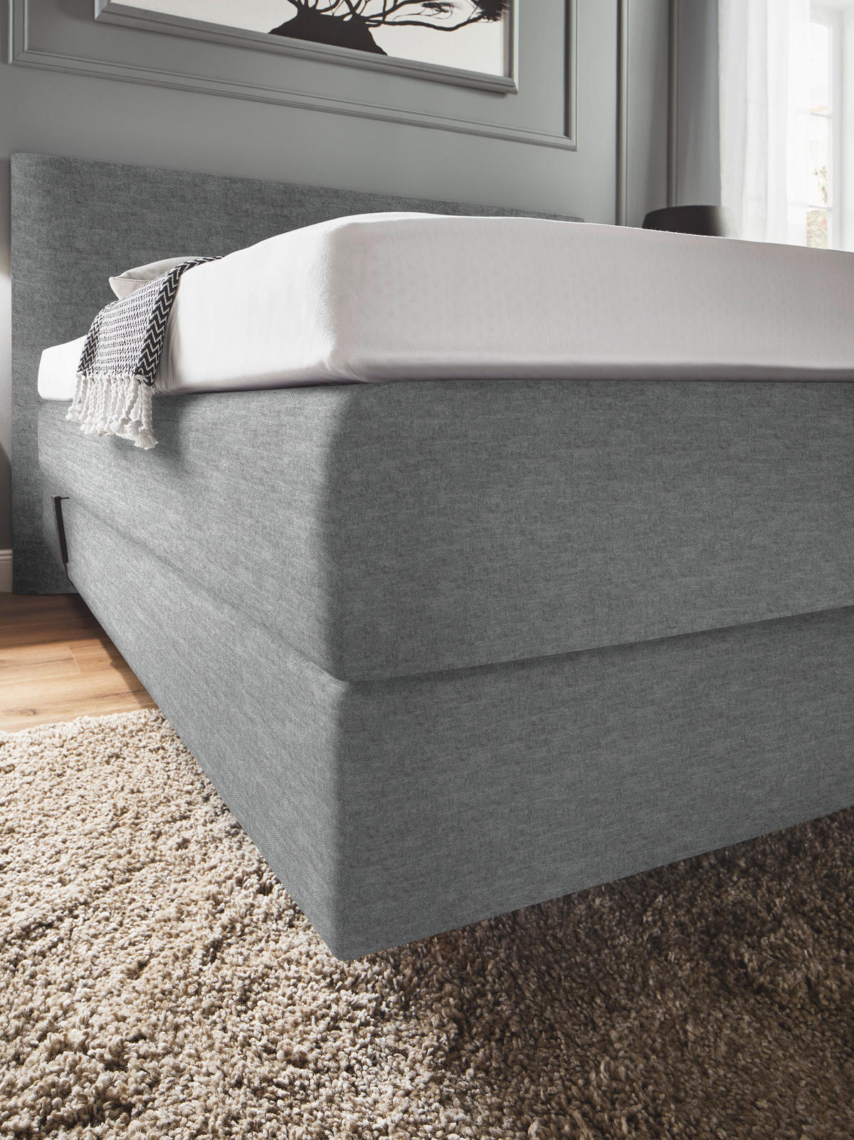 BOXSPRINGBETT 160/200 cm  in Grau  - Grau, Konventionell, Holz/Textil (160/200cm) - Dieter Knoll