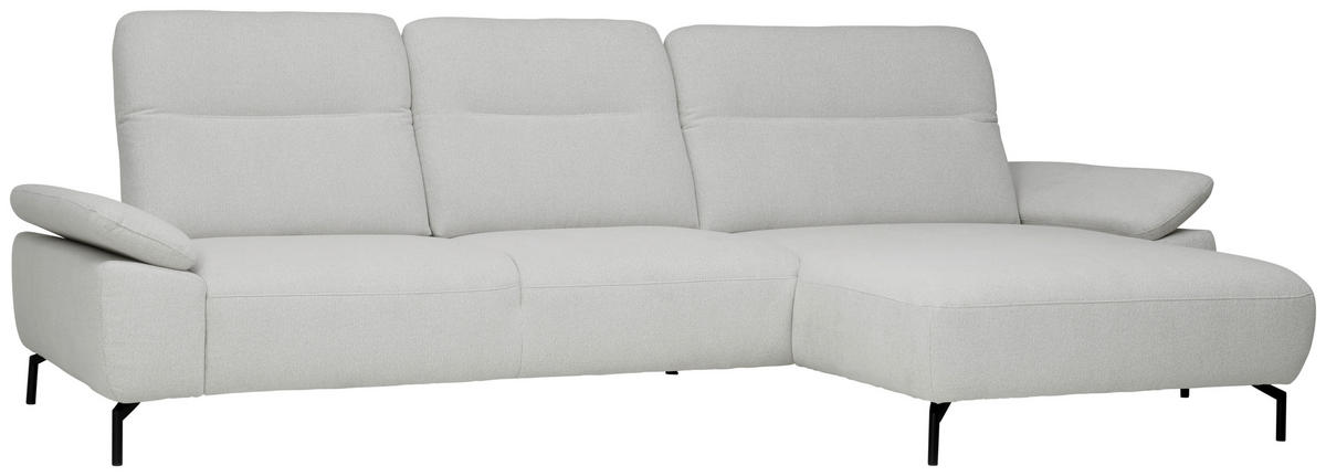 ECKSOFA in Chenille, Flachgewebe Grauweiss  - Schwarz/Grauweiss, Design, Textil/Metall (318/165cm) - Xora