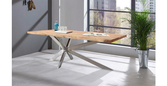 ESSTISCH - Edelstahlfarben/Akaziefarben, ROMANTIK / LANDHAUS, Holz/Metall (200/100/76cm) - Landscape