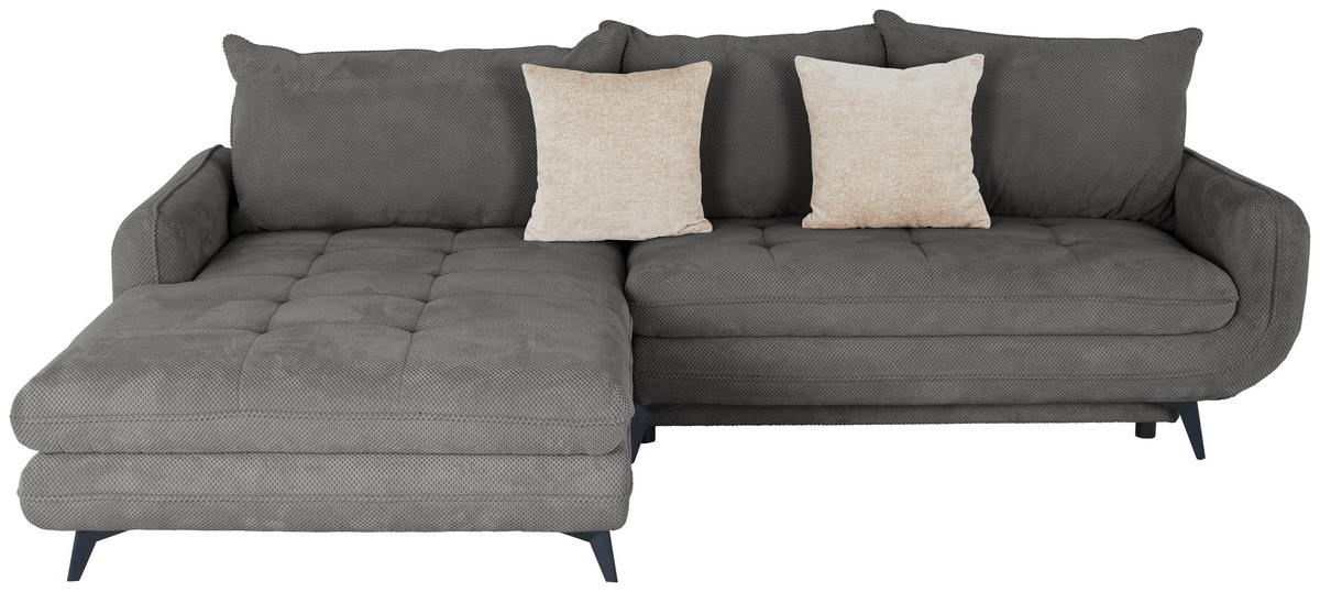 ECKSOFA WAVE Grau Struktur  - Beige/Schwarz, MODERN, Textil/Metall (189/266cm) - MID.YOU
