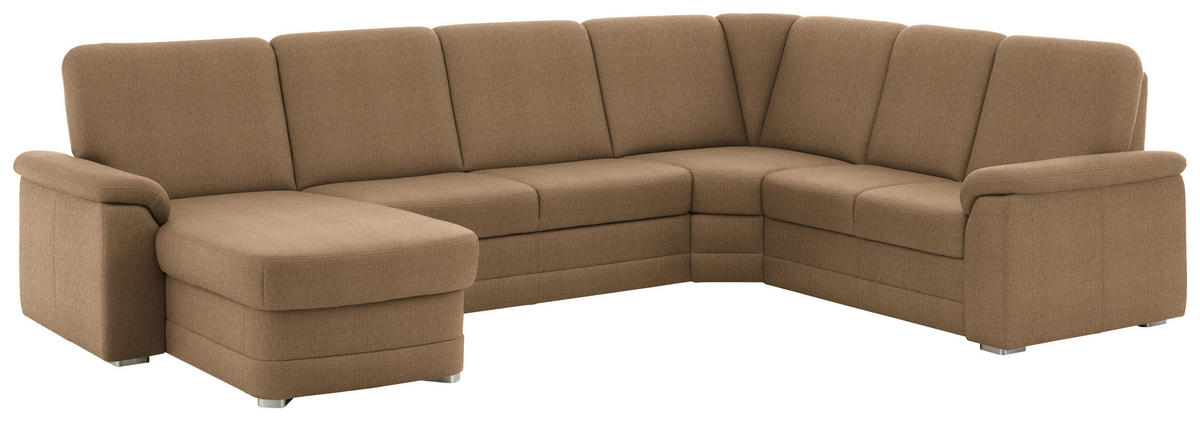 WOHNLANDSCHAFT  in Chenille Altrosa, Hellbraun  - Hellbraun/Alufarben, KONVENTIONELL, Holz/Textil (160/329/235cm) - Beldomo Comfort