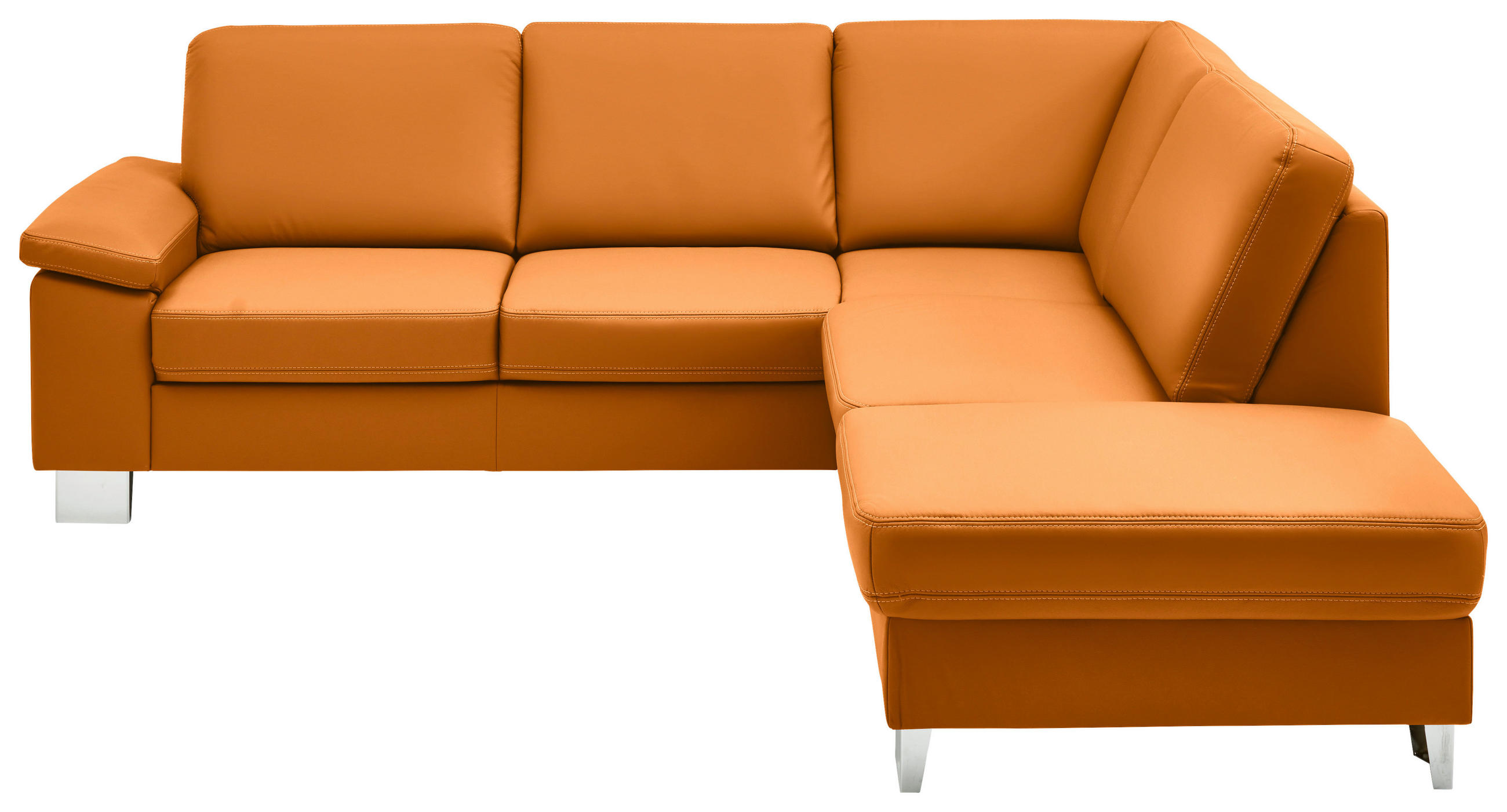 ECKSOFA  in Echtleder Currygelb  248/235 cm  - Currygelb/Alufarben, Design, Leder/Metall (248/235cm) - Beldomo Premium