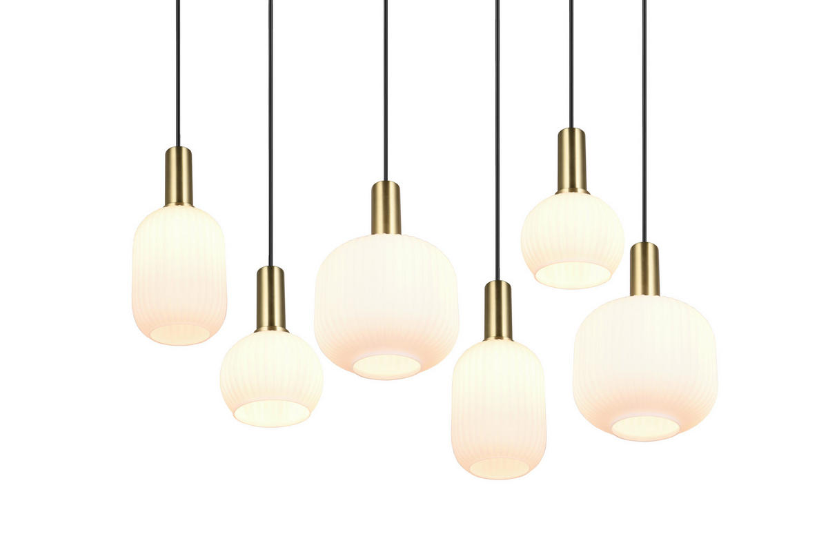 PENDELLEUCHTE 92/35/150 cm   - Messingfarben/Weiß, Design, Glas/Metall (92/35/150cm) - Trio Leuchten