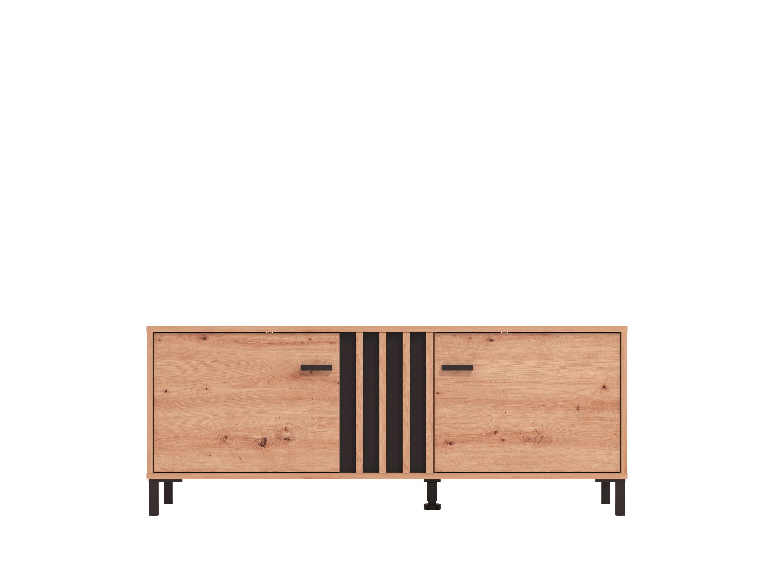 KOMODA POD TELEVIZI, černá, dub artisan, 131,4/52/40 cm - černá/dub artisan, Basics, kompozitní dřevo/plast (131,4/52/40cm) - Hom`in