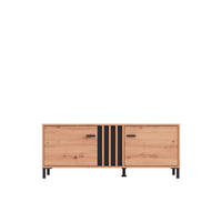 KOMODA POD TELEVIZI, černá, dub artisan, 131,4/52/40 cm - černá/dub artisan, Basics, kompozitní dřevo/plast (131,4/52/40cm) - Hom`in