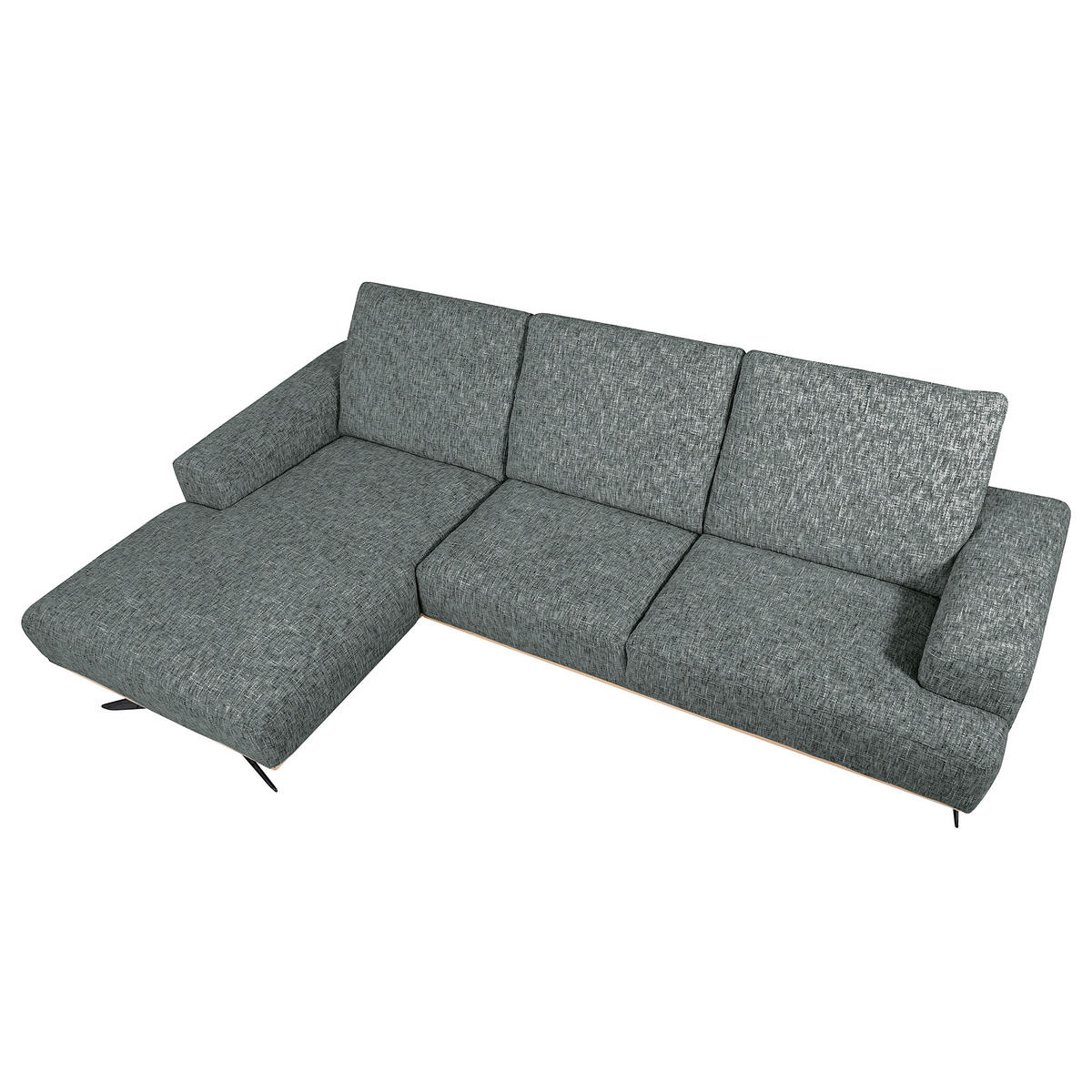 ECKSOFA PORTLAND Anthrazit Struktur Kopfteilverstellung  - Anthrazit/Schwarz, Design, Holz/Textil (187/295cm) - Livetastic