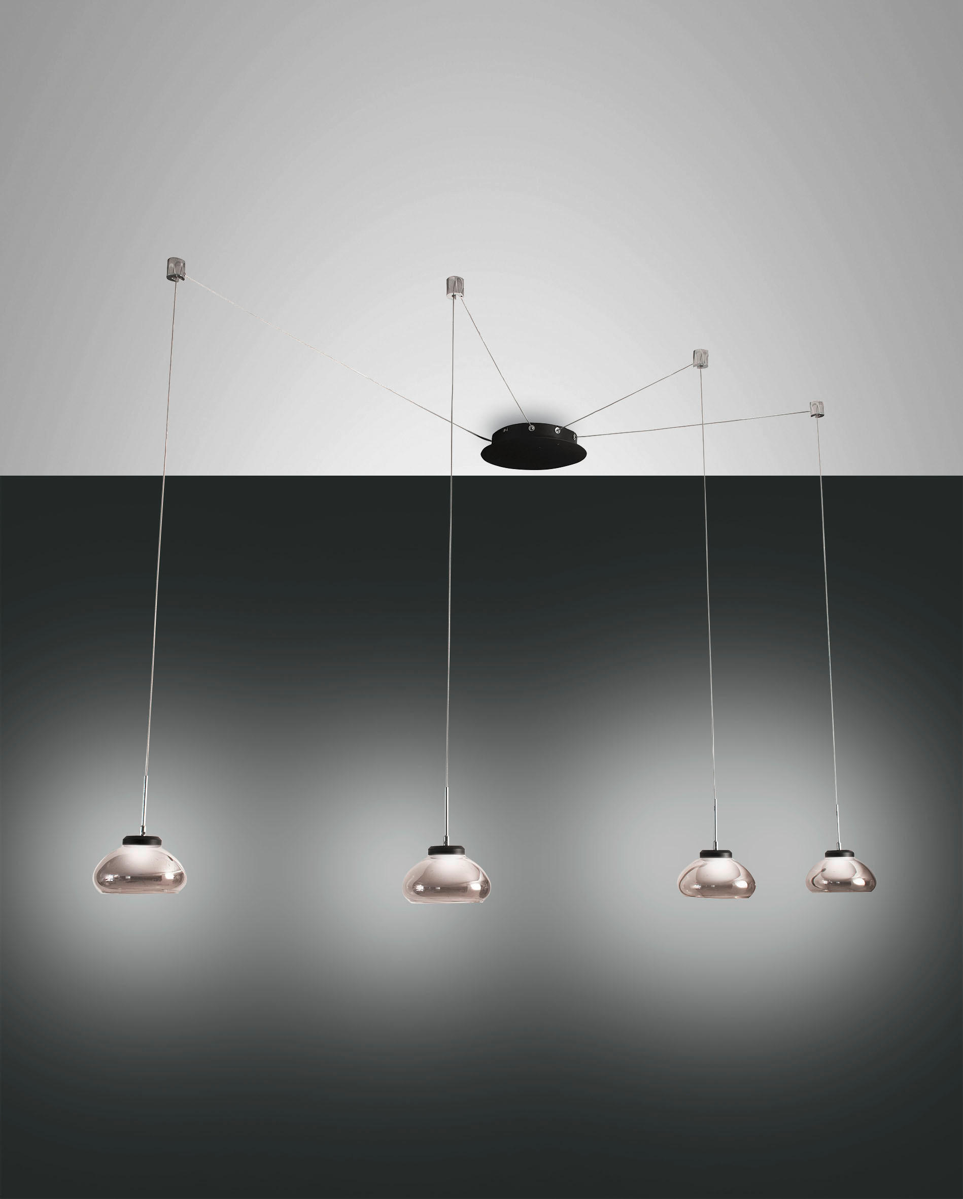 LED-HÄNGELEUCHTE    - Transparent/Schwarz, Design, Glas/Metall (50-350cm) - Fabas Luce