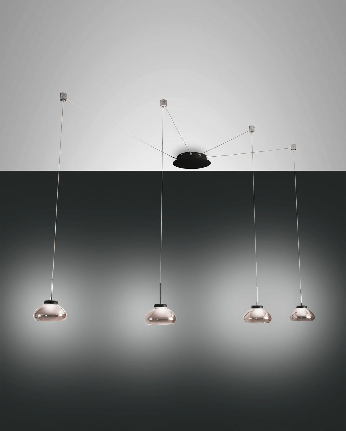 LED-HÄNGELEUCHTE    - Transparent/Schwarz, Design, Glas/Metall (50-350cm) - Fabas Luce