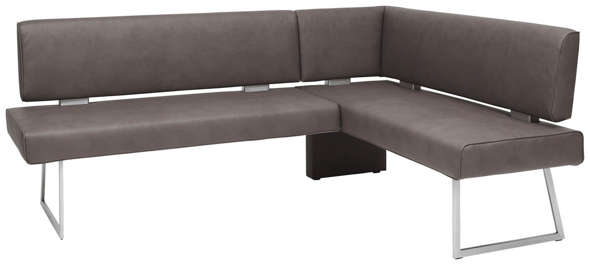 ECKBANK in Metall, Textil Braun, Edelstahlfarben  - Edelstahlfarben/Braun, Design, Textil/Metall (185/160cm) - Dieter Knoll