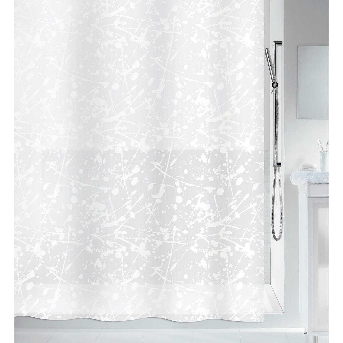 DUSCHVORHANG BANG 180/200 cm  - Weiß, Basics, Kunststoff (180/200cm) - Spirella