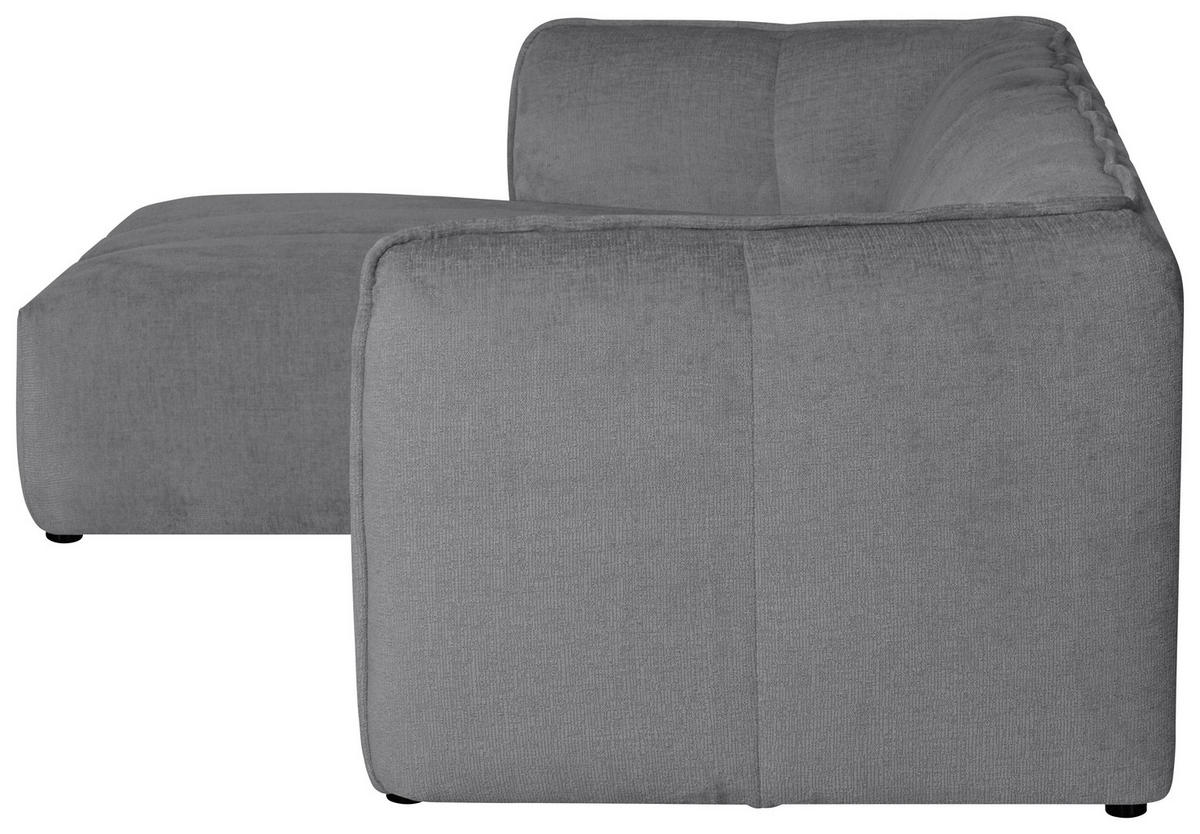 ECKSOFA LIVOLI in Chenille Hellgrau  160/246 cm  - Hellgrau/Schwarz, Design, Textil (160/246cm) - MID.YOU