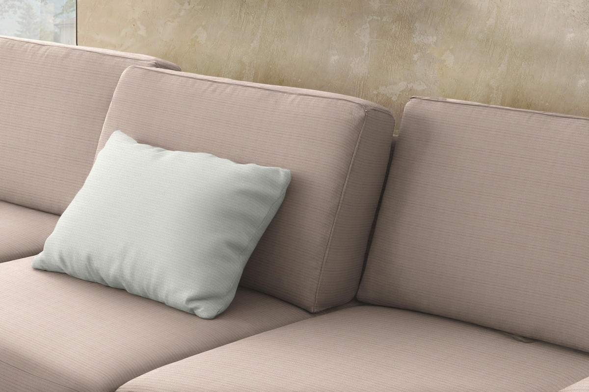 ECKSOFA  in Cord Taupe Rücken echt, Sitztiefenverstellung  185/298 cm  - Taupe/Schwarz, Design, Textil/Metall (185/298cm) - Pure Home Lifestyle