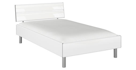 BETT 120/200 cm  in Weiß Hochglanz  - Weiß Hochglanz/Alufarben, Design, Holzwerkstoff/Metall (120/200cm) - Carryhome