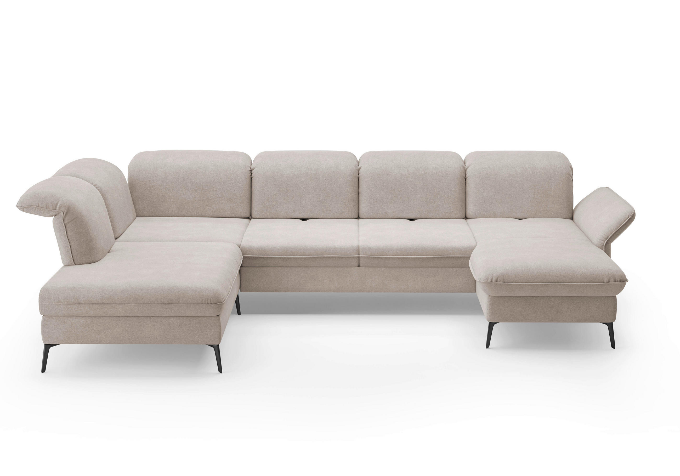 WOHNLANDSCHAFT in Flachgewebe Greige  - Greige/Schwarz, Konventionell, Textil/Metall (231/359/198cm) - Sit & More