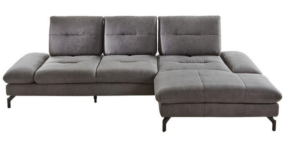 ECKSOFA Dunkelgrau Mikrofaser - Dunkelgrau/Schwarz, KONVENTIONELL, Textil/Metall (284/176cm) - Carryhome