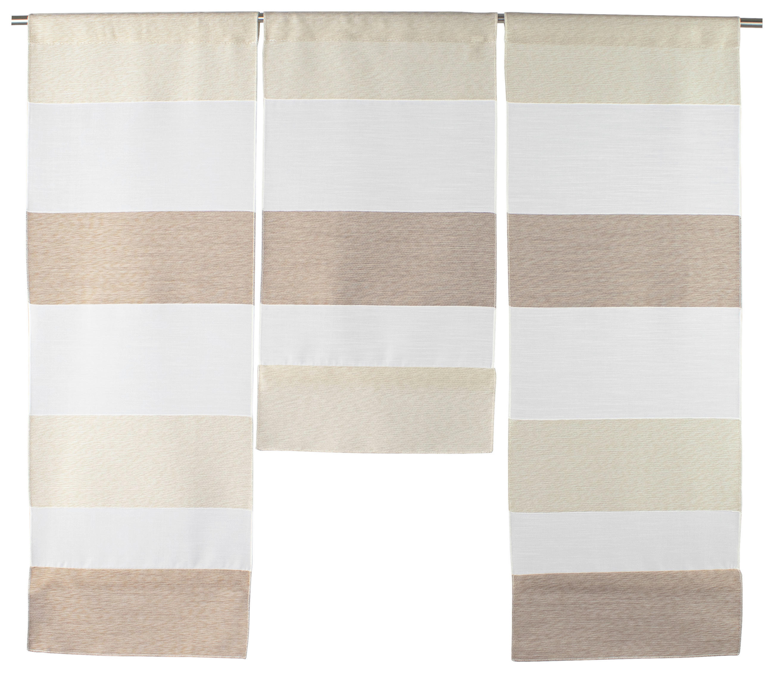 XXXLutz Kurzgardine Rendur Weiß, Taupe, Beige 90x80 cm