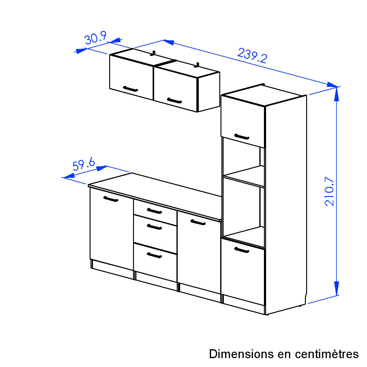 KÜCHENLEERBLOCK   in Beige, Beigebraun  - Beige/Beigebraun, Trend, Holzwerkstoff/Metall (240/211/60cm) - MID.YOU
