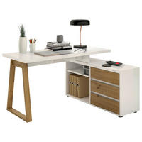 Birou in material pe bază de lemn  - alb/stejar Artisan, Modern, material pe bază de lemn (135/120/75cm) - Stylife