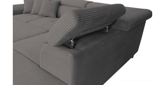 ECKSOFA in Cord Dunkelgrau  257/226 cm  - Dunkelgrau/Silberfarben, Design, Textil/Metall (257/226cm) - Xora