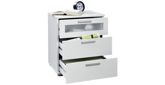 NACHTSCHRANK 45/53,5/38 cm - Silberfarben/Weiß, Design, Holzwerkstoff/Kunststoff (45/53,5/38cm) - Carryhome