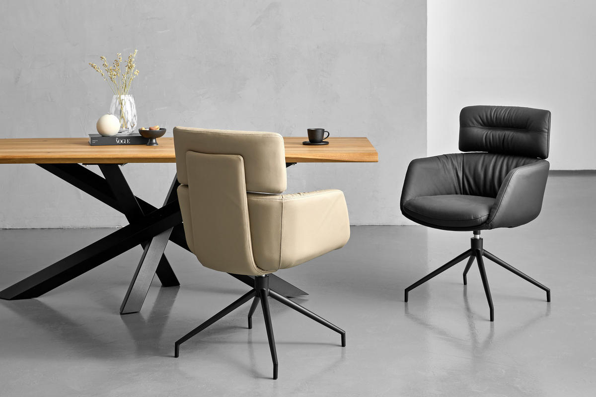 KAROSSZÉK fekete  - fekete, Design, bőr/fém (62/92/65cm) - Dieter Knoll