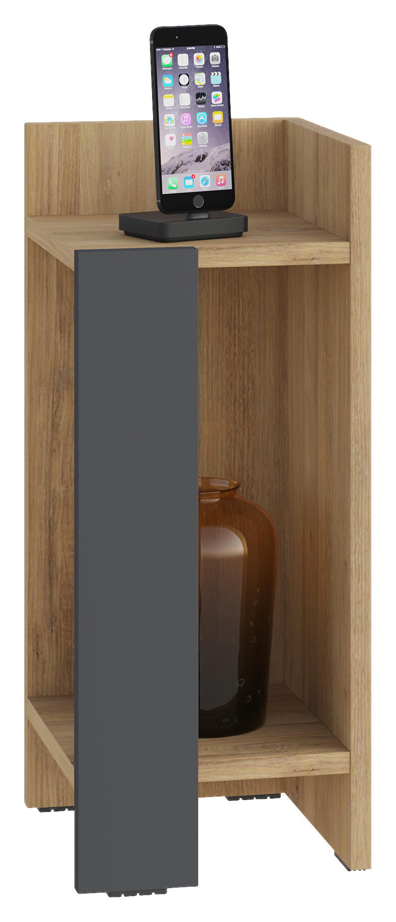 NACHTTISCH Eichefarben rechteckig  - Eichefarben/Anthrazit, Design, Holzwerkstoff (27/60/25cm) - Livetastic