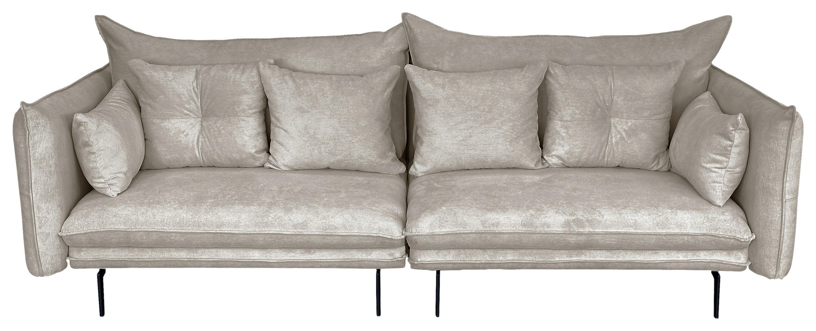 2-SITZER-SOFA Cord Grau  - Schwarz/Grau, Design, Kunststoff/Textil (262/91/115cm) - MID.YOU