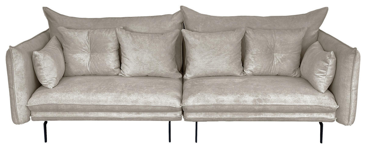 2-SITZER-SOFA in Cord Grau  - Schwarz/Grau, Design, Kunststoff/Textil (262/91/115cm) - MID.YOU