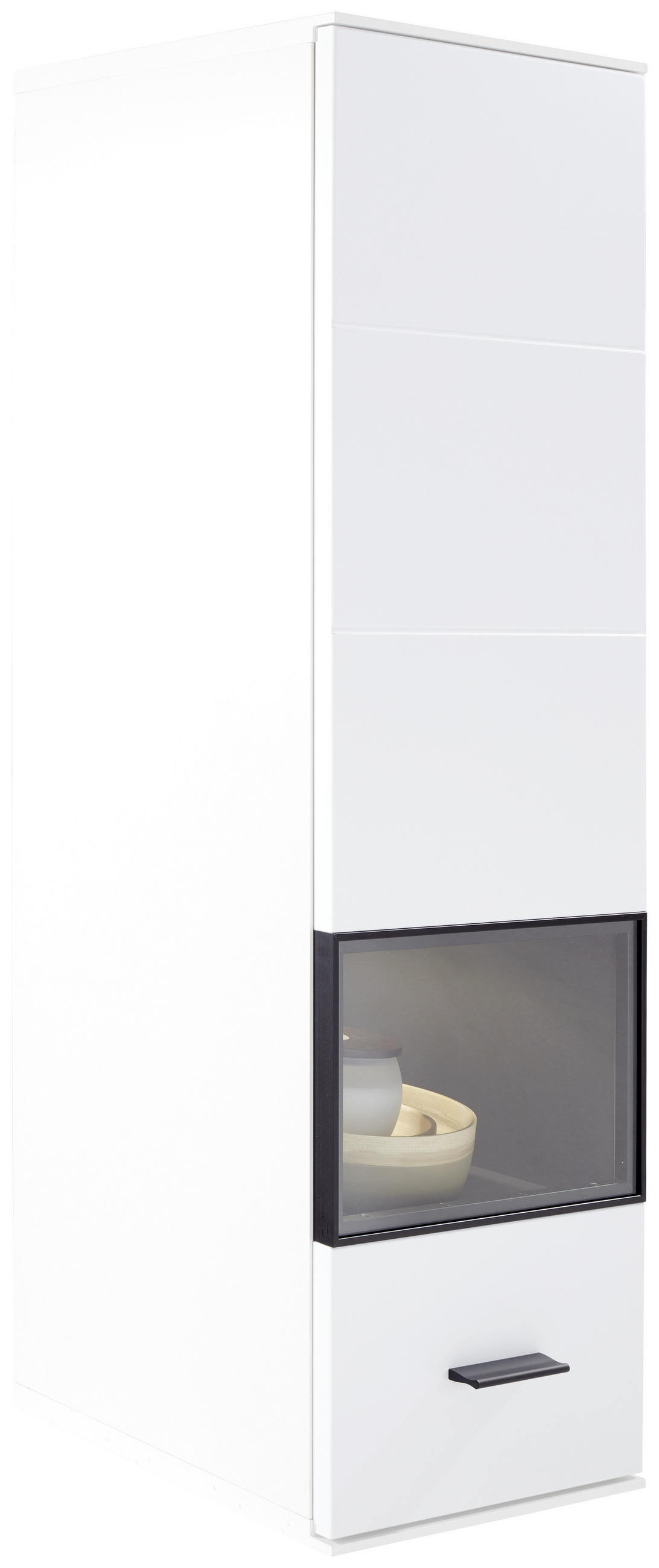 VÄGGHÄNGT VITRINSKÅP i grafitfärgad, vit   - vit/grafitfärgad, Modern, metall/trämaterial (40/126/37cm)