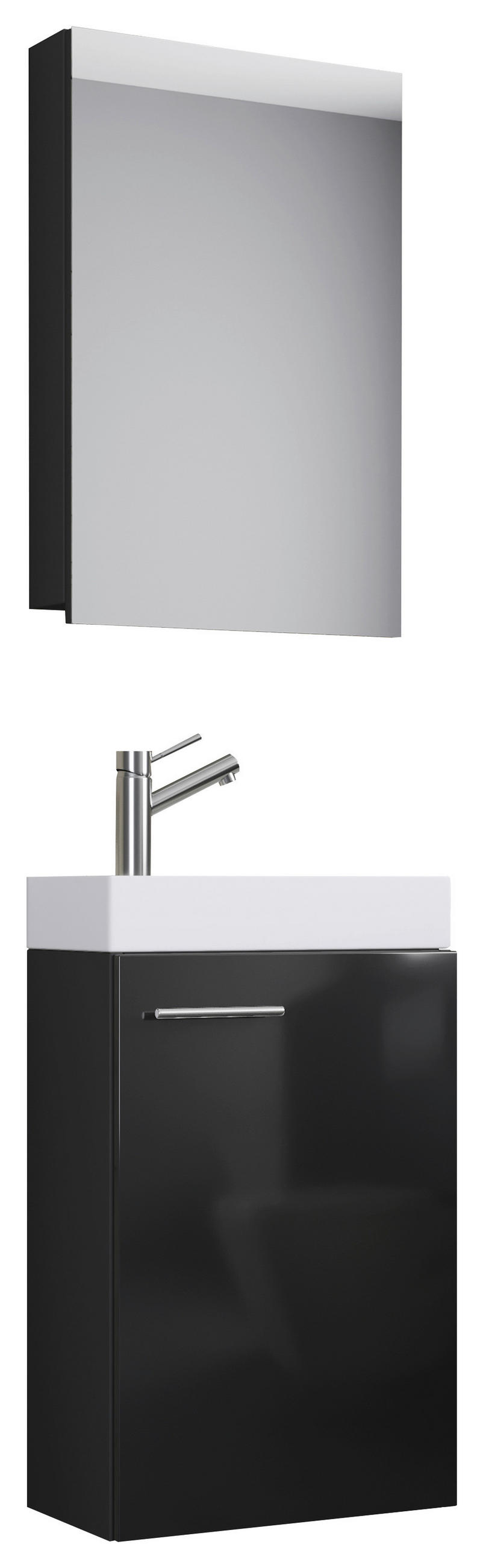 GÄSTEBAD - Schwarz/Weiß, KONVENTIONELL, Keramik/Holzwerkstoff (41cm) - MID.YOU