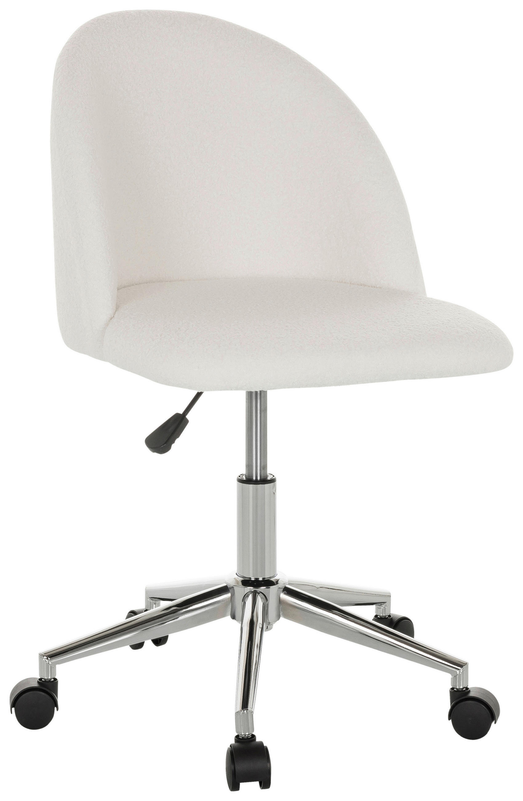 SNURRSTOL  i bouclé vit  - vit/kromfärg, Basics, metall/textil (49/77-87/55cm) - MID.YOU