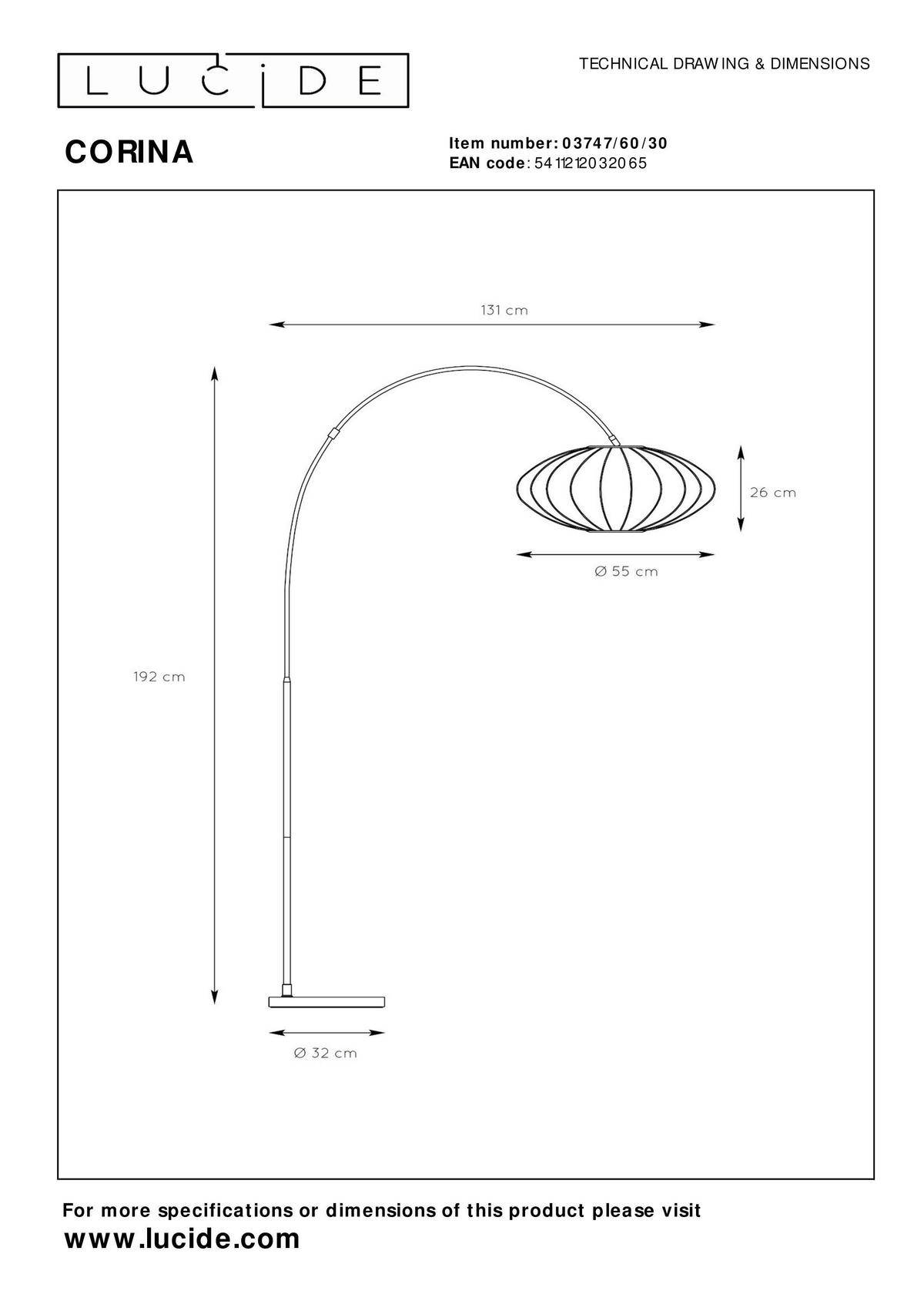 BOGENLEUCHTE - Design (131/55/192cm) - Lucide
