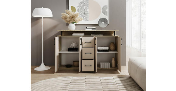 SIDEBOARD in 139/90/34 cm - Kaschmir/Schwarz, KONVENTIONELL, Holzwerkstoff/Kunststoff (139/90/34cm) - Carryhome