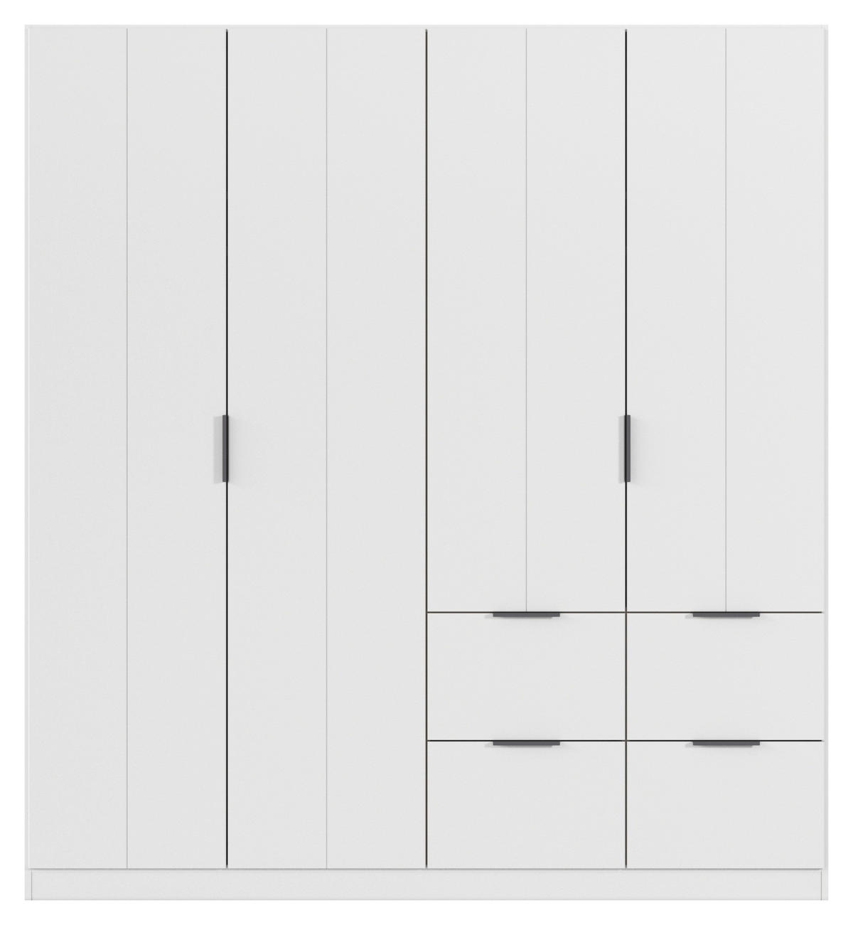 GARDEROB MED GÅNGJÄRN 181/197/56 cm 4-dörrar - vit/grå, Modern, metall/trämaterial (181/197/56cm) - Rauch Möbel