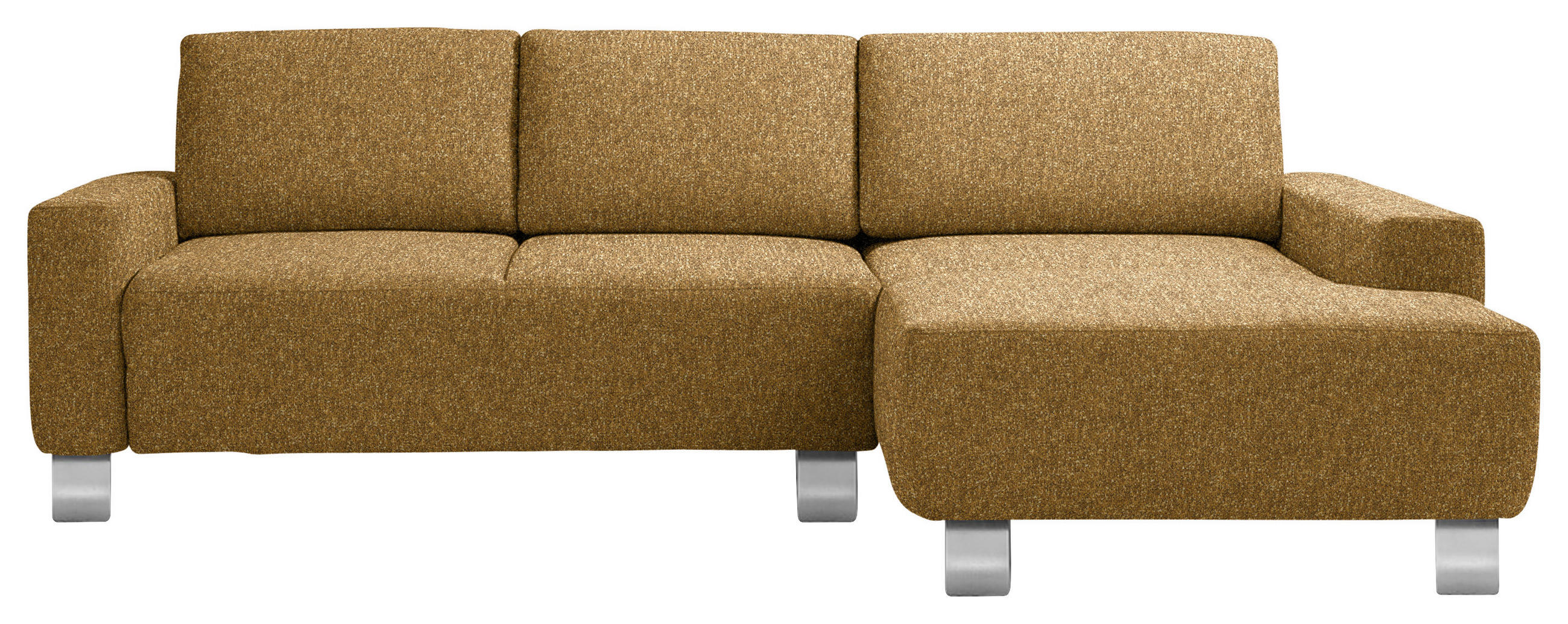 ECKSOFA  in Mikrovelours Senfgelb  248/160 cm  - Senfgelb/Alufarben, Design, Textil/Metall (248/160cm) - Sedda