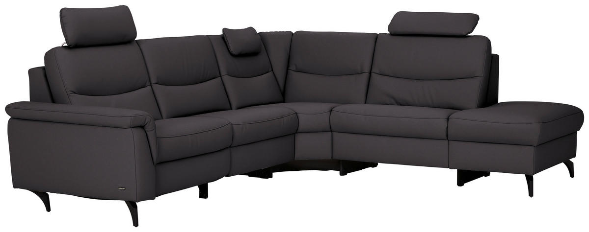 ECKSOFA  in Echtleder Schwarzbraun  280/249 cm  - Schwarzbraun/Anthrazit, Design, Leder/Metall (280/249cm) - Himolla Komfortklass