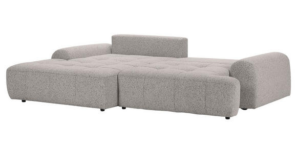 Ecksofa mit Funktion Grau Flachgewebe Zierkissen, Rückenkissen, Bettkasten, Schlaffunktion, Rücken echt, Liegefläche im Originalstoff  - Schwarz/Grau, KONVENTIONELL, Kunststoff/Textil (190/277cm) - Carryhome