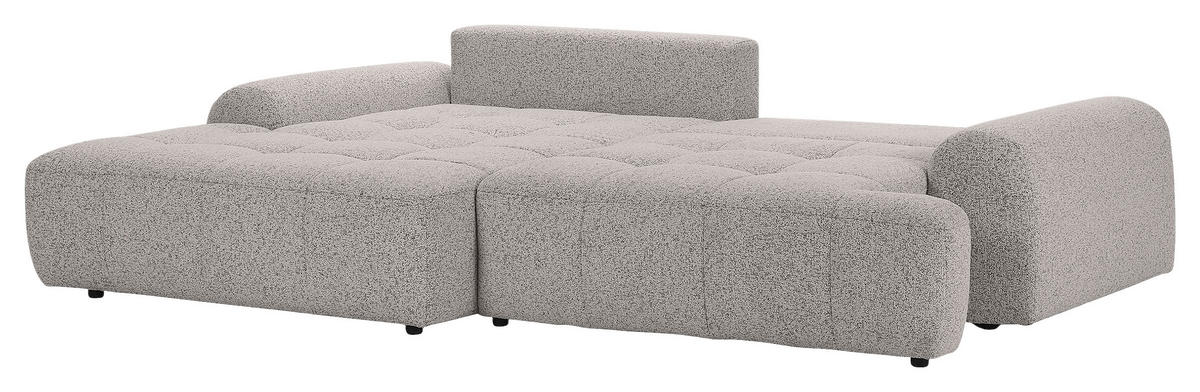 Ecksofa mit Funktion Grau Flachgewebe Zierkissen, Rückenkissen, Bettkasten, Schlaffunktion, Rücken echt, Liegefläche im Originalstoff  - Schwarz/Grau, KONVENTIONELL, Kunststoff/Textil (190/277cm) - Carryhome
