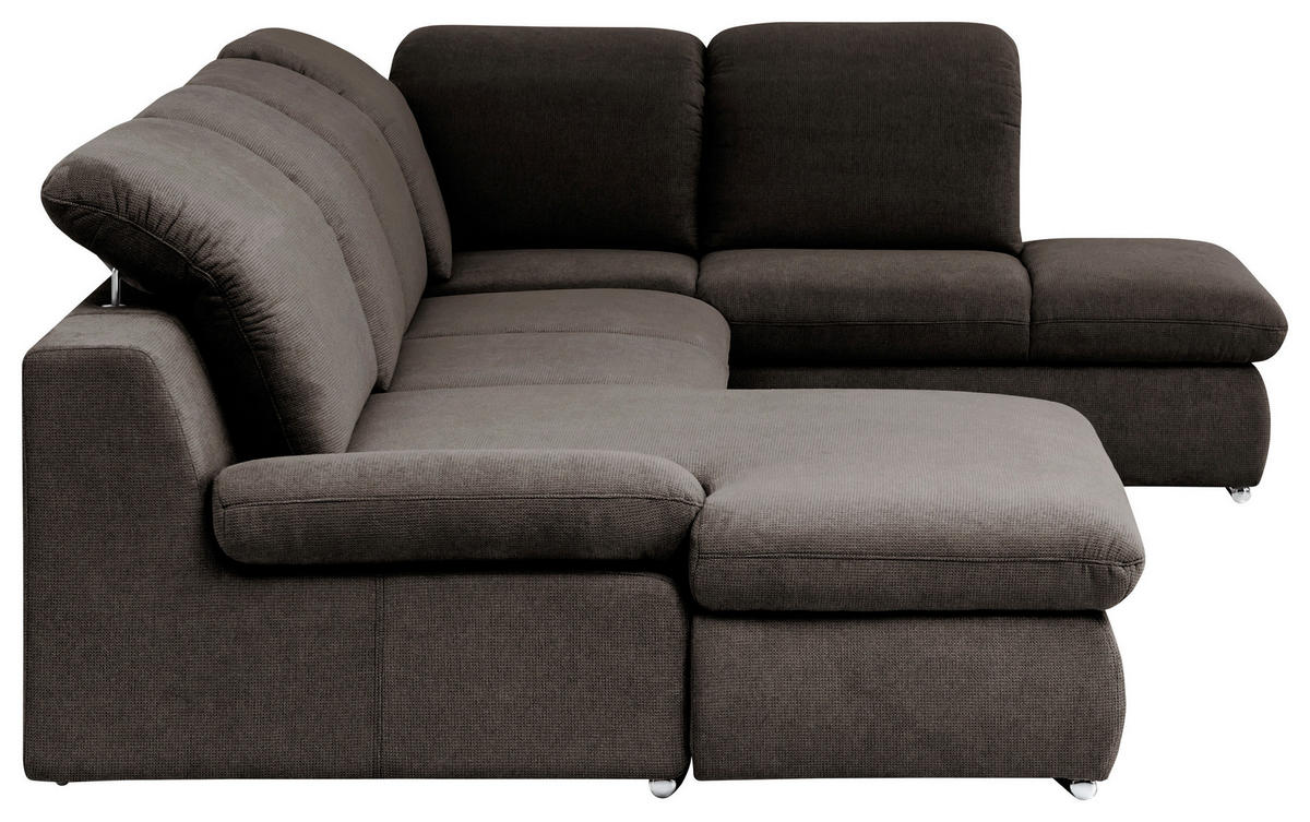 WOHNLANDSCHAFT in Chenille Braun  - Chromfarben/Braun, Design, Textil/Metall (165/353/212cm) - Livetastic