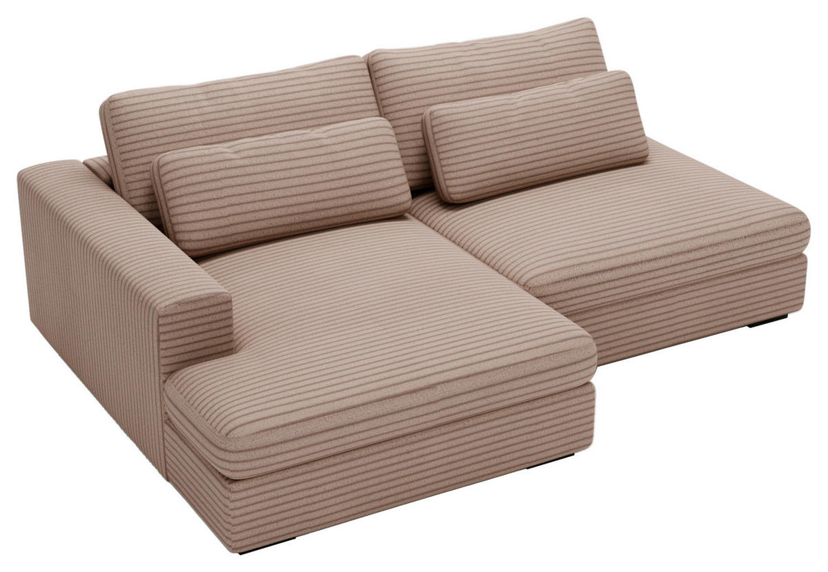 ECKSOFA in Cord Hellbraun  - Hellbraun/Schwarz, Design, Kunststoff/Textil (158/223cm) - Lomoco