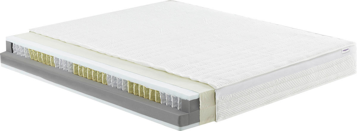 TASCHENFEDERKERNMATRATZE 180/200 cm Höhe ca. 23 cm  - Weiß, KONVENTIONELL, Textil (180/200cm) - Sleeptex