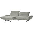 ECKSOFA  in Chenille Hellgrau  170-195/280 cm  - Hellgrau/Schwarz, Design, Textil/Metall (170-195/280cm) - Dieter Knoll